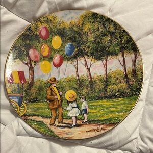 Decorative Collector Plate with Balloon Vendor Scene